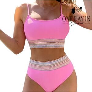 Blooming Jelly Crop Bikini Swimsuit Size M